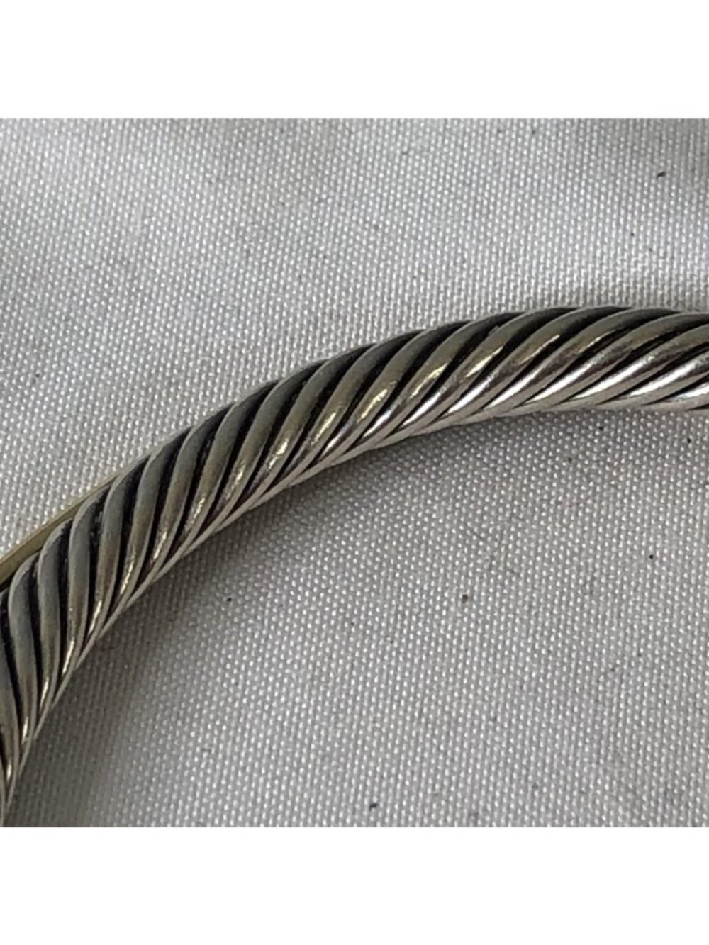 David Yurman Sterling Silver 925 Cuff Bracelet Two Tone Cable Jewelry Modern - Picture 12 of 16